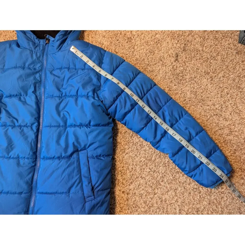 Swiss Tech Boys Blue Hooded Puffer Jacket Quilted Winter Coat Size L (10-12)